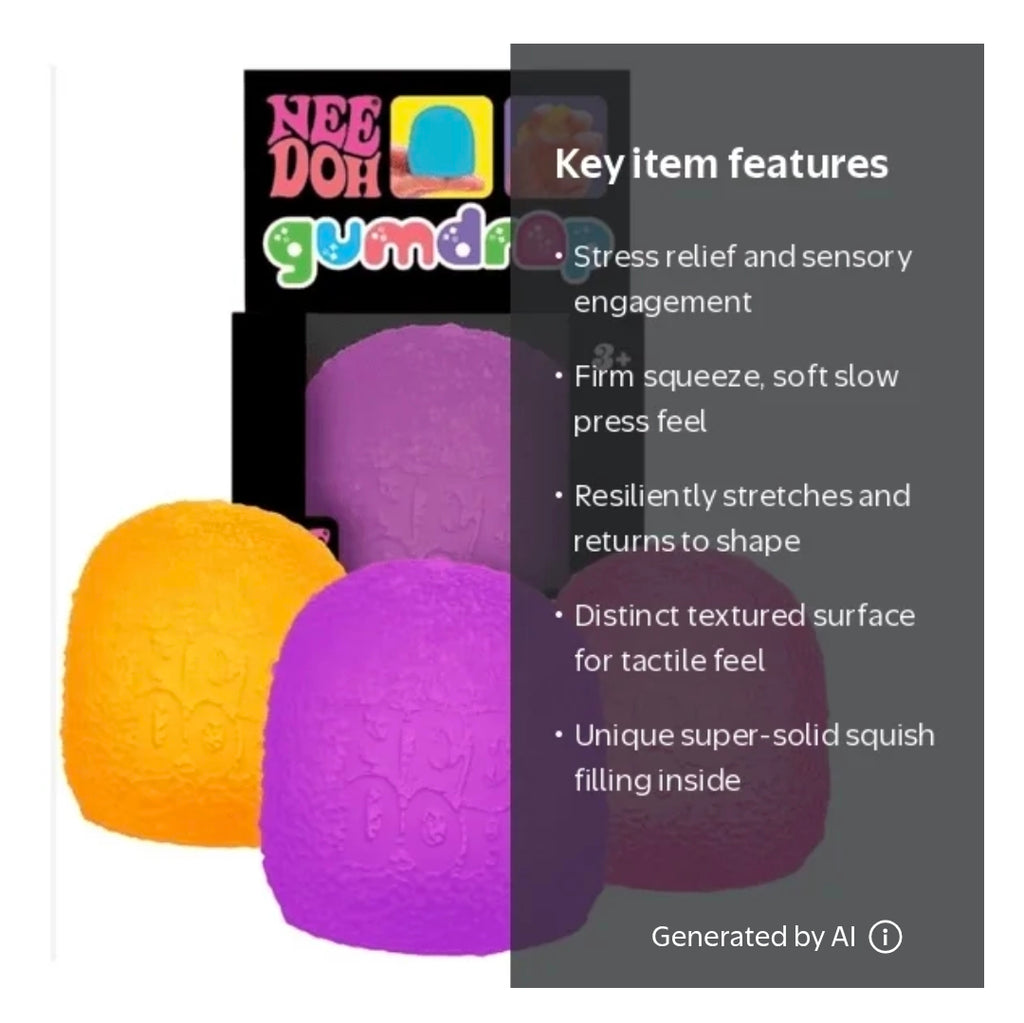 Needoh Gum Drop Stress Relieving Fidget Ball (ONE randomly chosen)