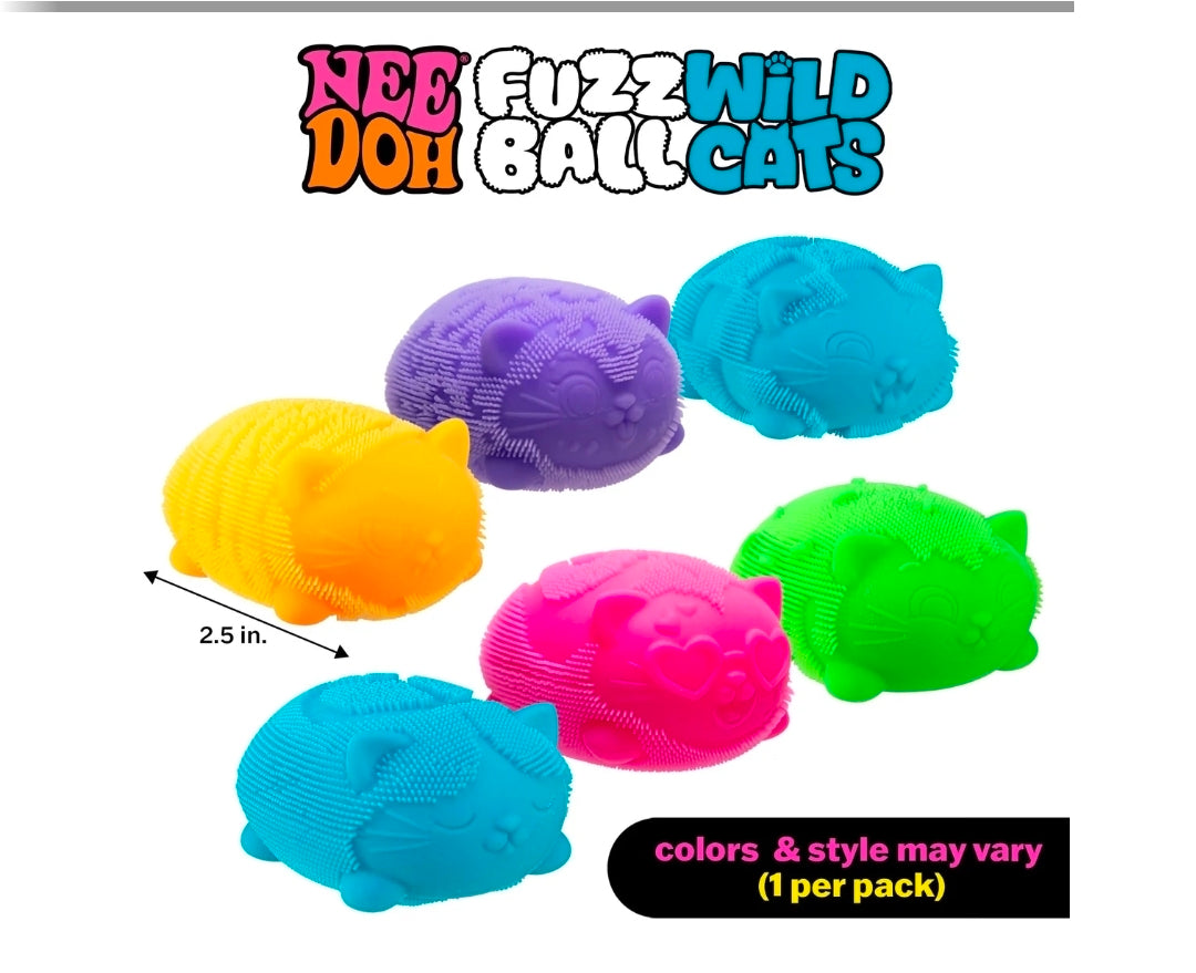 NeeDoh Wild Cats Fuzzball by Schylling – Fuzzy Textured Sensory Squishy Fidget Toy