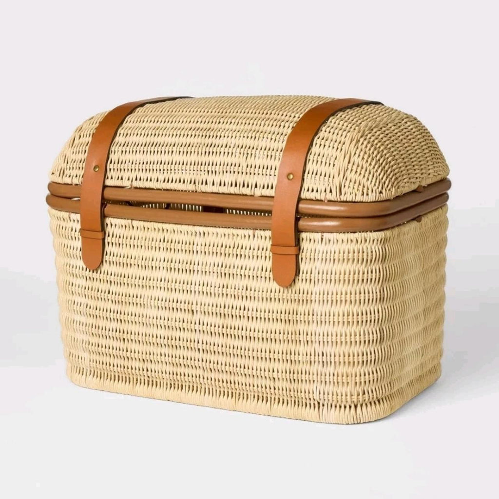 21" Woven Rattan Storage Trunk Brown - Threshold designed with Studio McGee