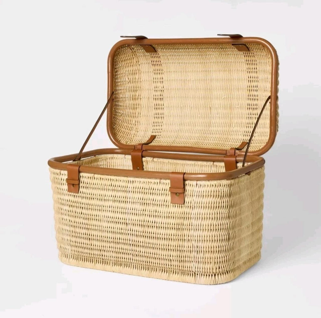 21" Woven Rattan Storage Trunk Brown - Threshold designed with Studio McGee