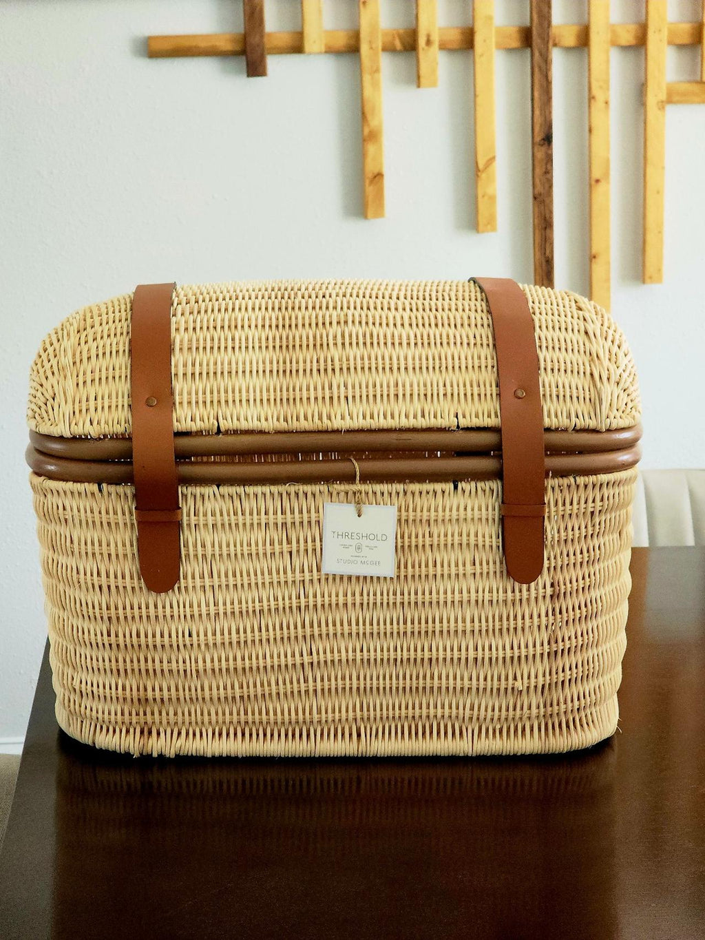 21" Woven Rattan Storage Trunk Brown - Threshold designed with Studio McGee