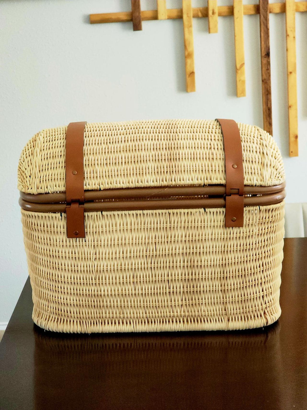 21" Woven Rattan Storage Trunk Brown - Threshold designed with Studio McGee