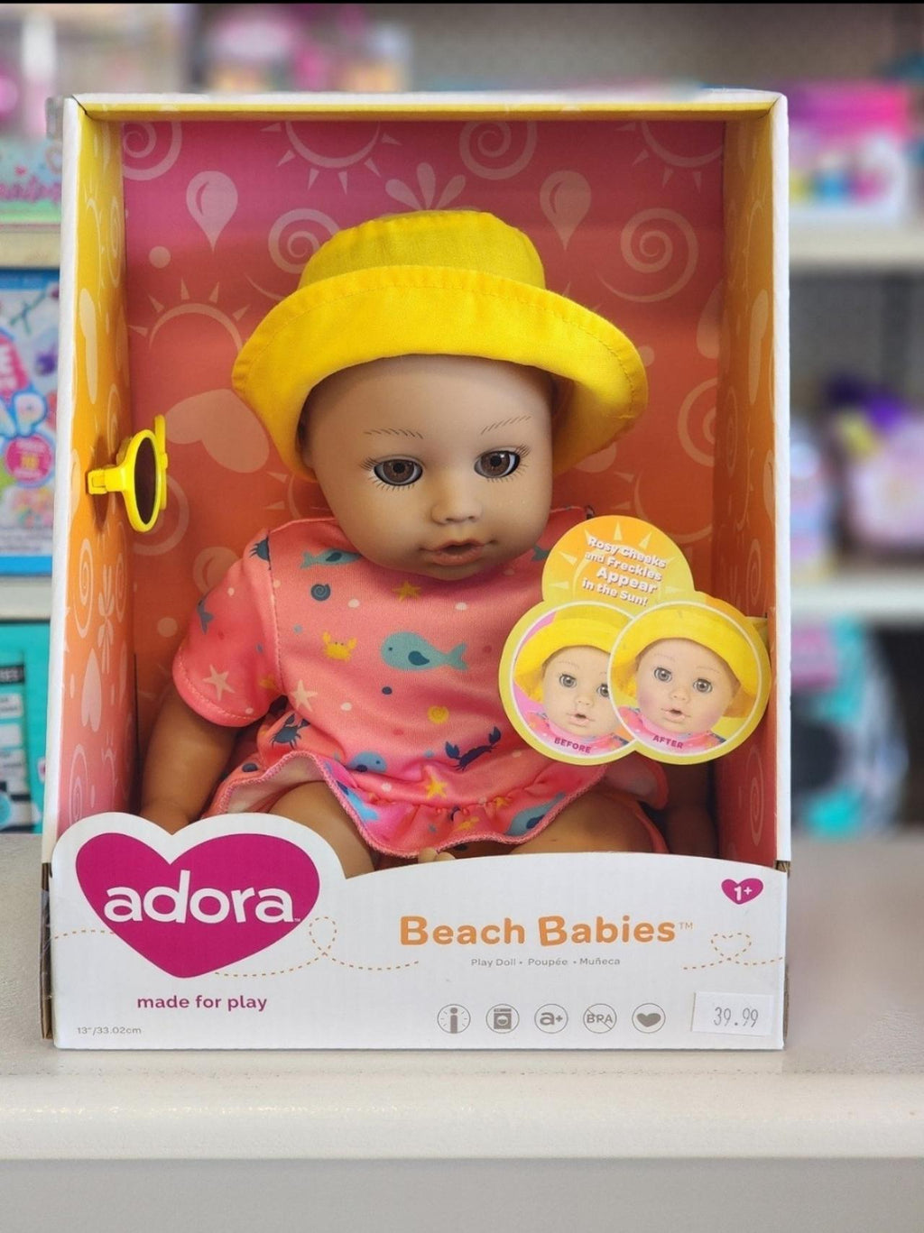 Adora 13 inch Beach Baby Doll Rose - Sun Activated Freckles & Rosy Cheeks