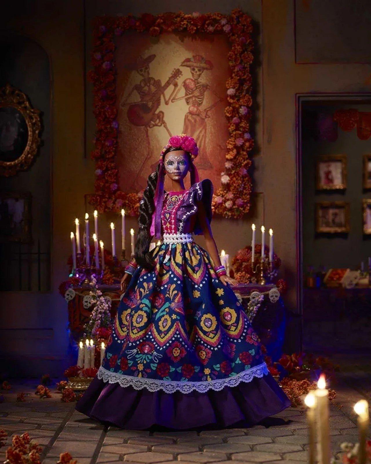 2022 Día De Muertos Doll in Dress and Calavera Face Paint, Gift for Collectors