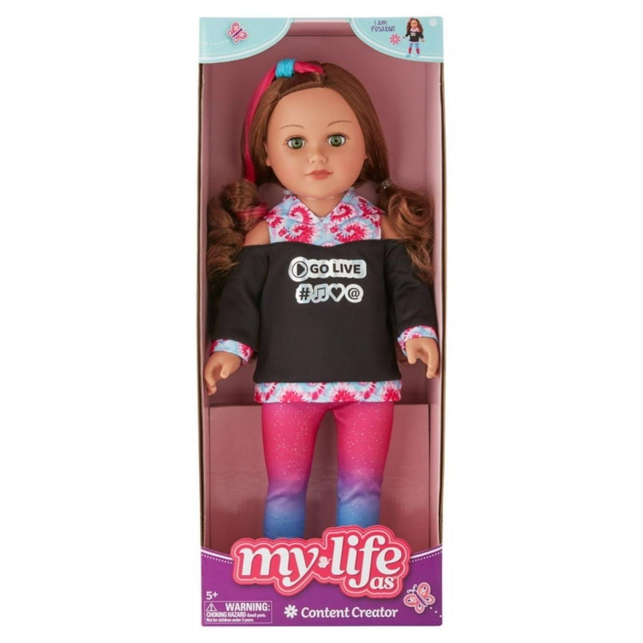 My Life As Poseable Content Creator 18" Doll, Hispanic, Brown Hair, Green Eyes