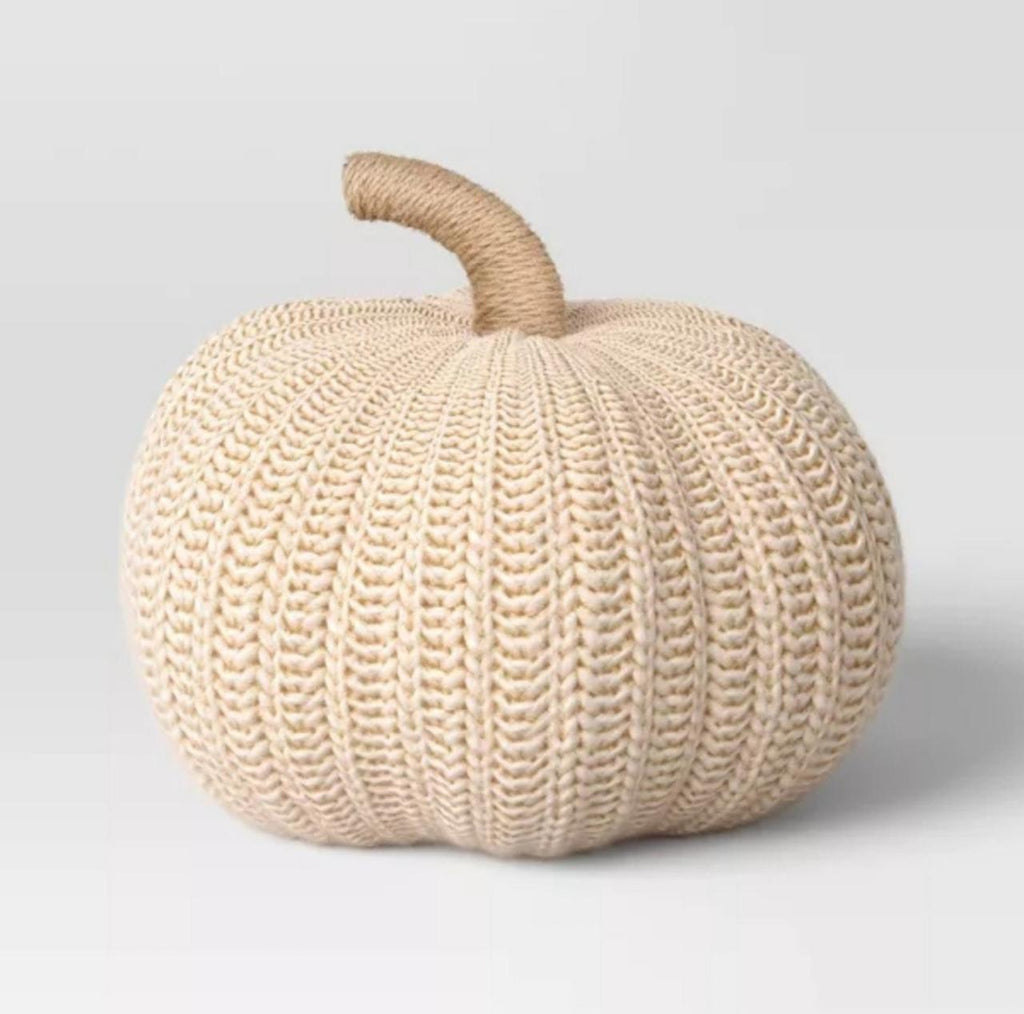 Knit Pumpkin with Jute Stem Novelty Throw Pillow - Threshold