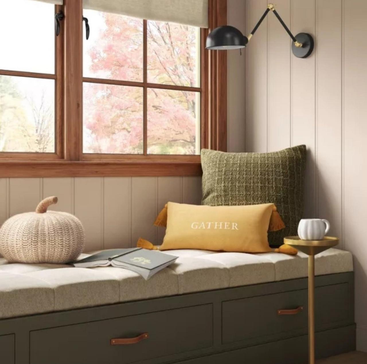 Knit Pumpkin with Jute Stem Novelty Throw Pillow - Threshold