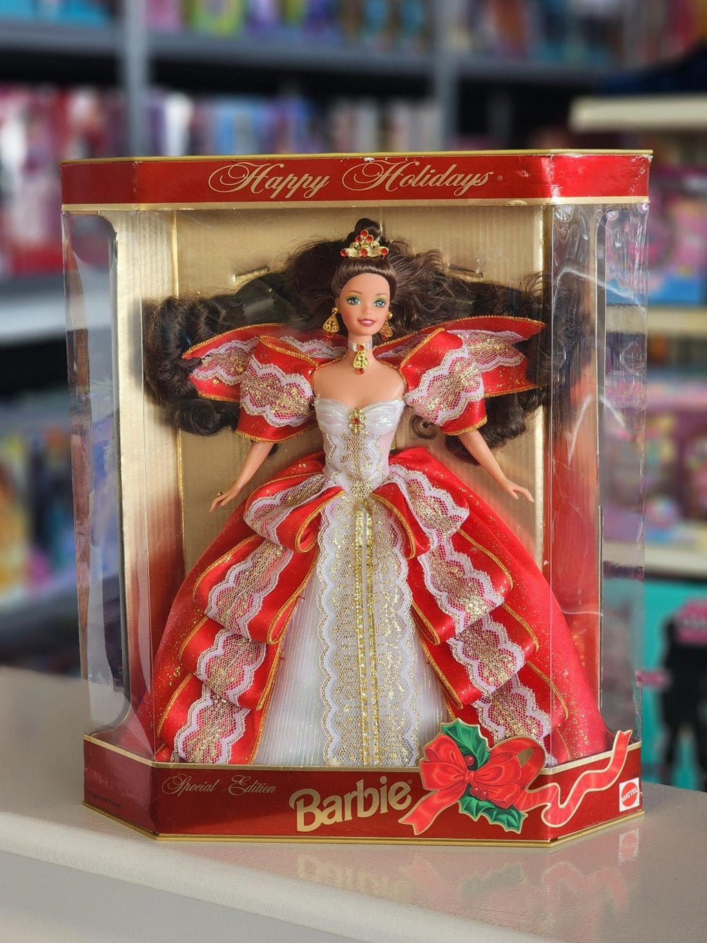 RARE 1997 MISPRINT Green Eyes Holiday Barbie HAPPY HOLIDAYS Special Edition