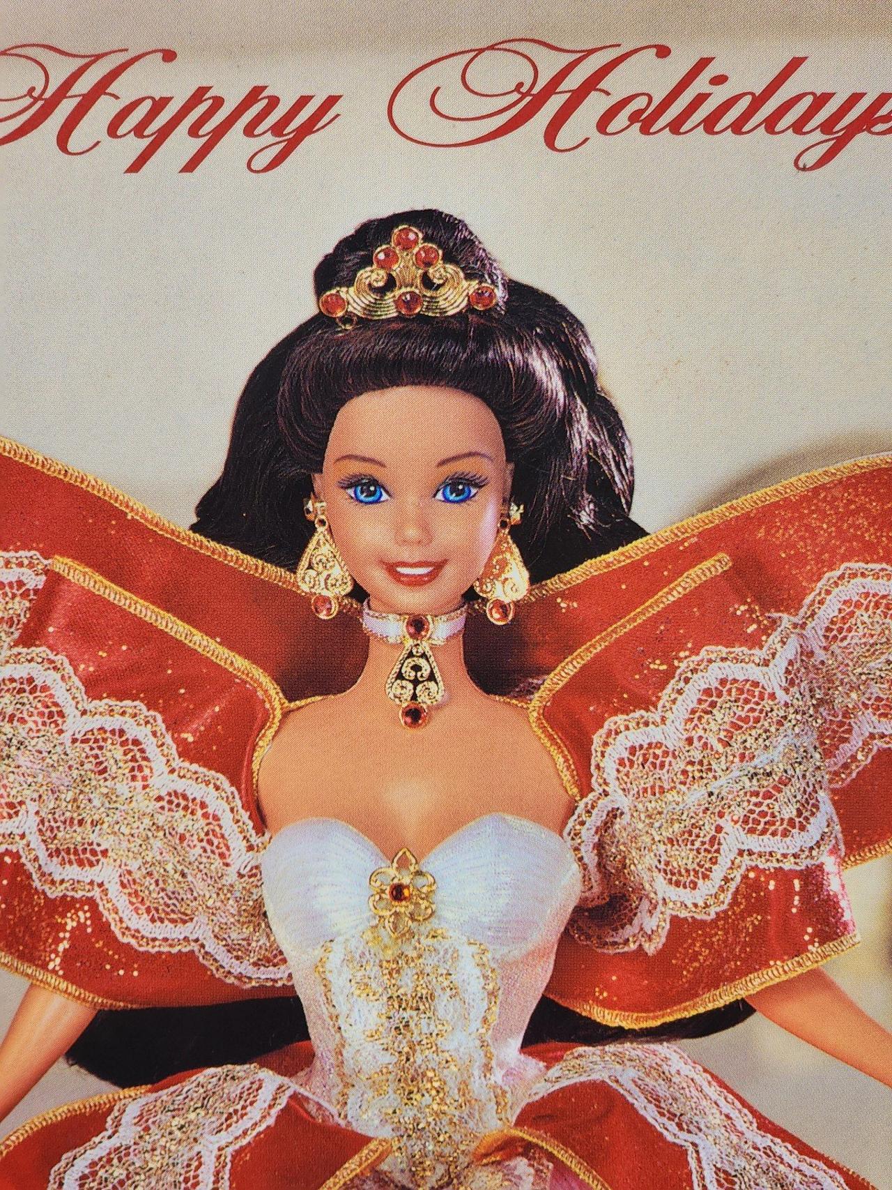 RARE 1997 MISPRINT Green Eyes Holiday Barbie HAPPY HOLIDAYS Special Edition