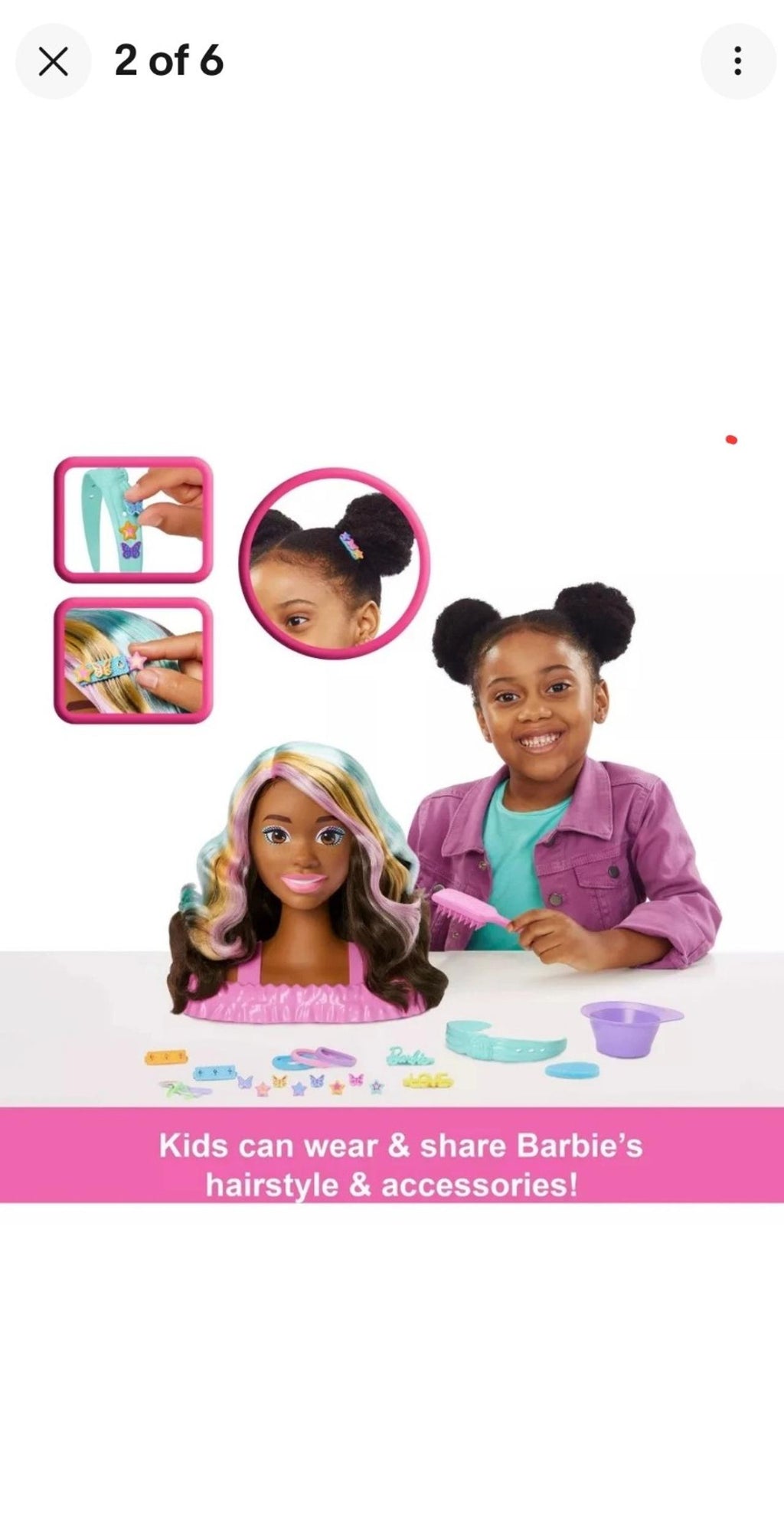 Barbie Doll Styling Head, Brown Hair with 20+ Styling Accessorie