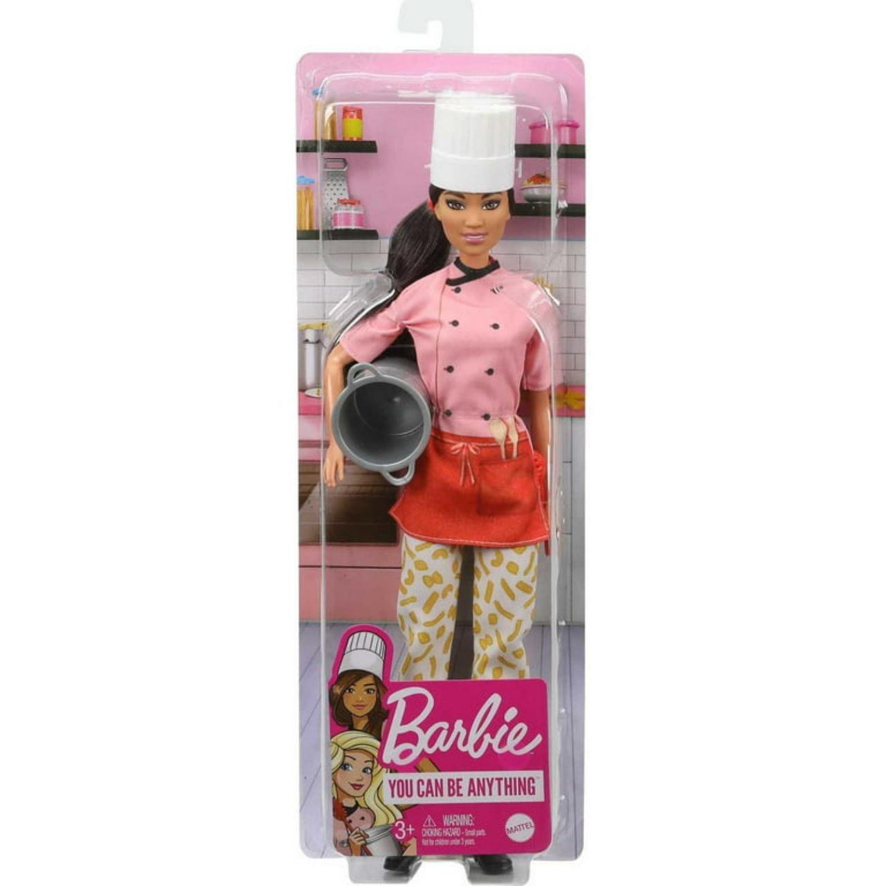 Barbie Pasta Chef Brunette Doll (12-in) with Colorful Chef Top, Macaroni Print