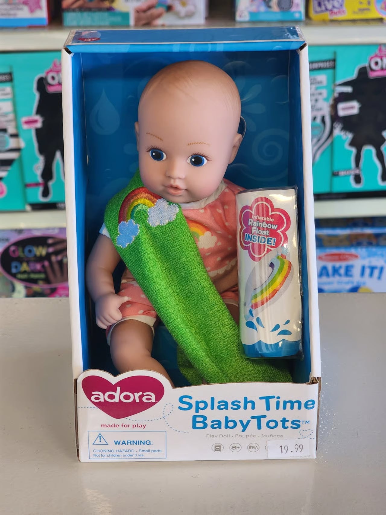 Adora Water Baby Doll, SplashTime Baby Tot Over The Rainbow, 8.5 inch Baby Doll