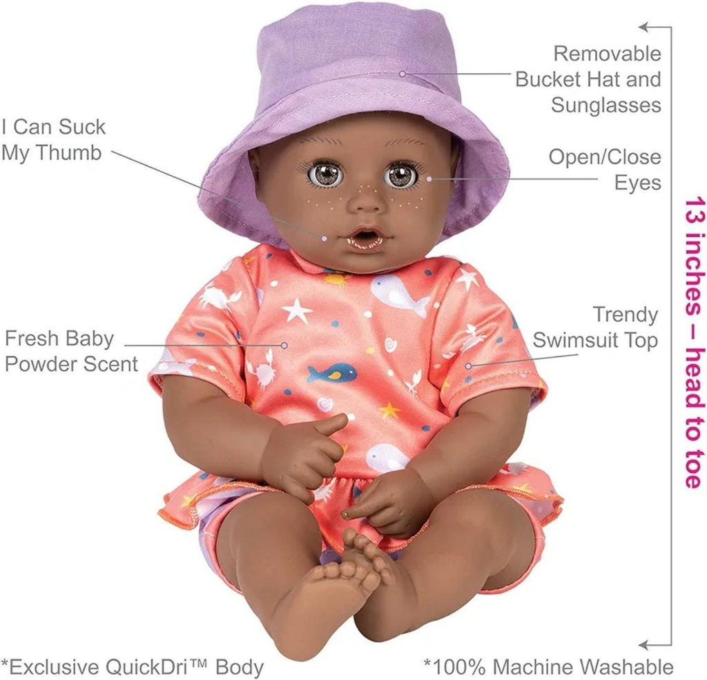 ADORA Beach Baby African American Doll with Sun-Activated Freckles