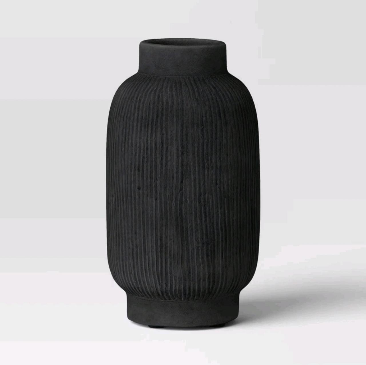 Tall Ceramic Vase Black - Threshold: Watertight Tabletop Decor