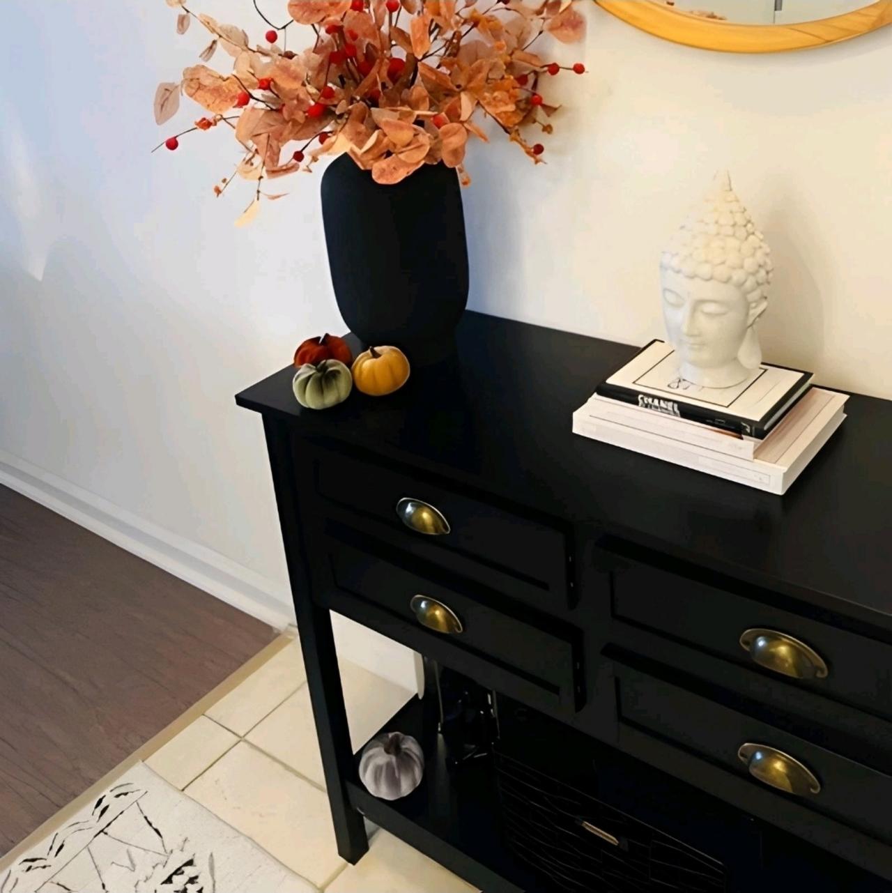 Tall Ceramic Vase Black - Threshold: Watertight Tabletop Decor