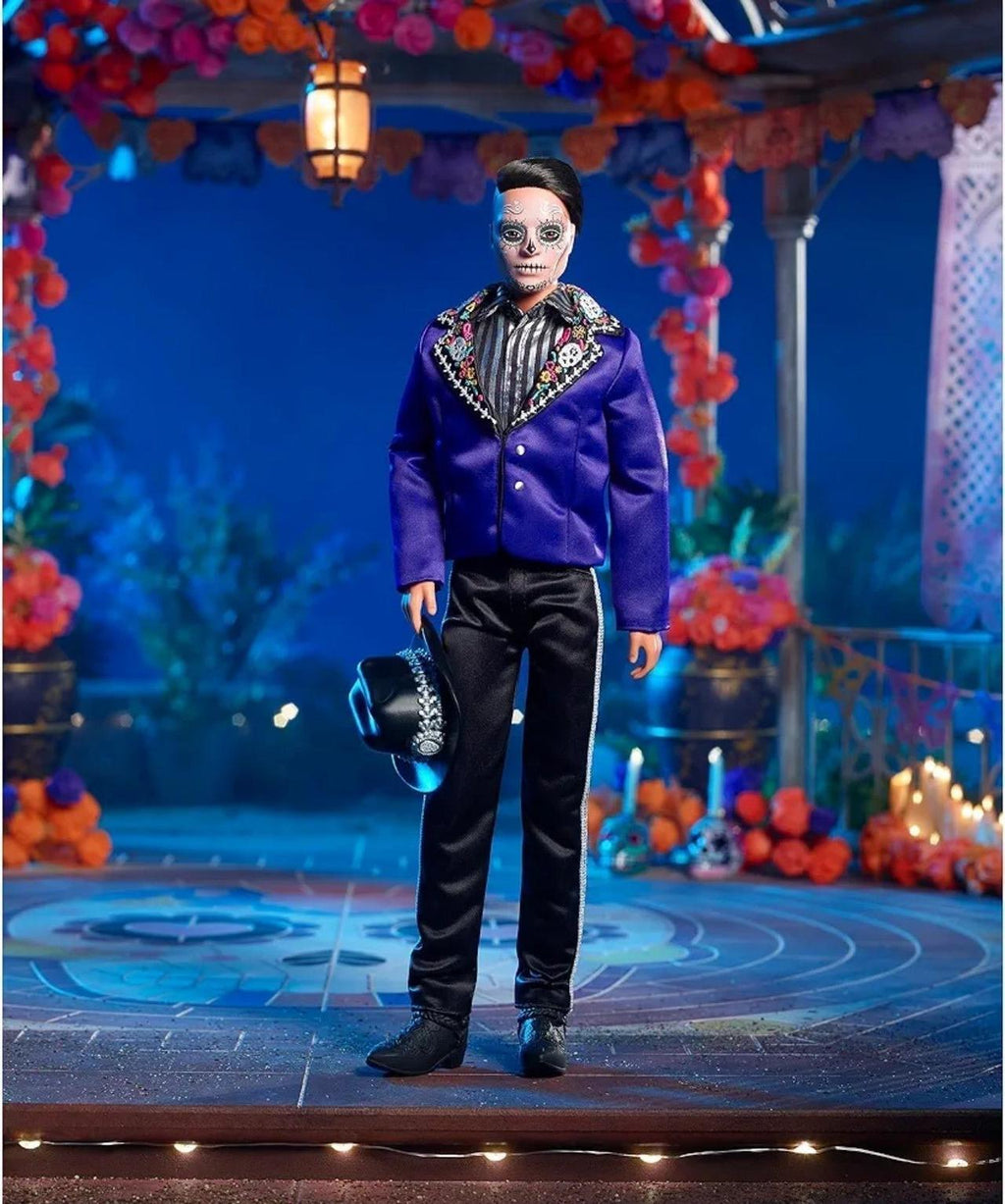Barbie 2022 Día De Muertos Ken Doll Wearing Blue Jacket and Black Hat, Barbie