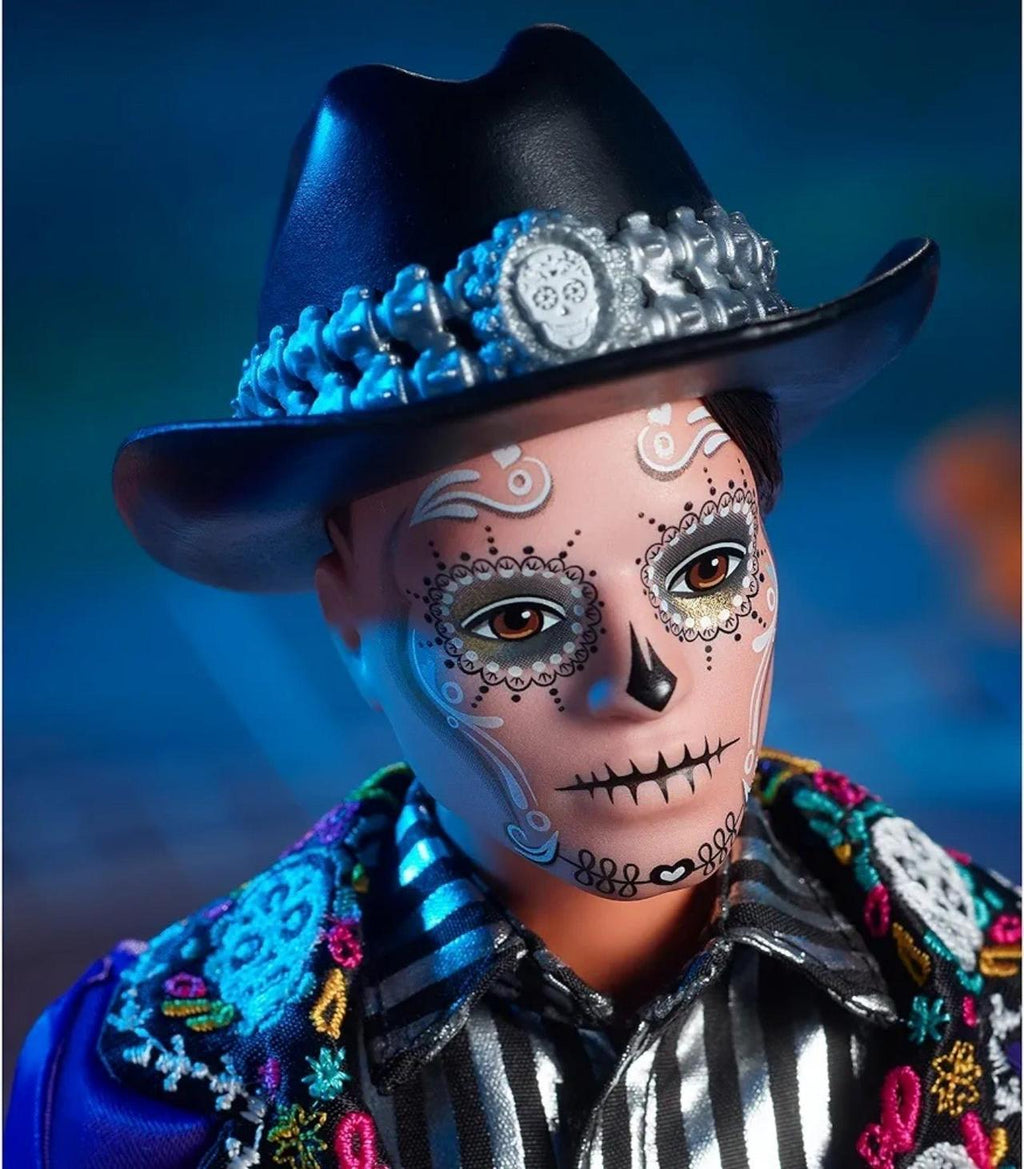 Barbie 2022 Día De Muertos Ken Doll Wearing Blue Jacket and Black Hat, Barbie