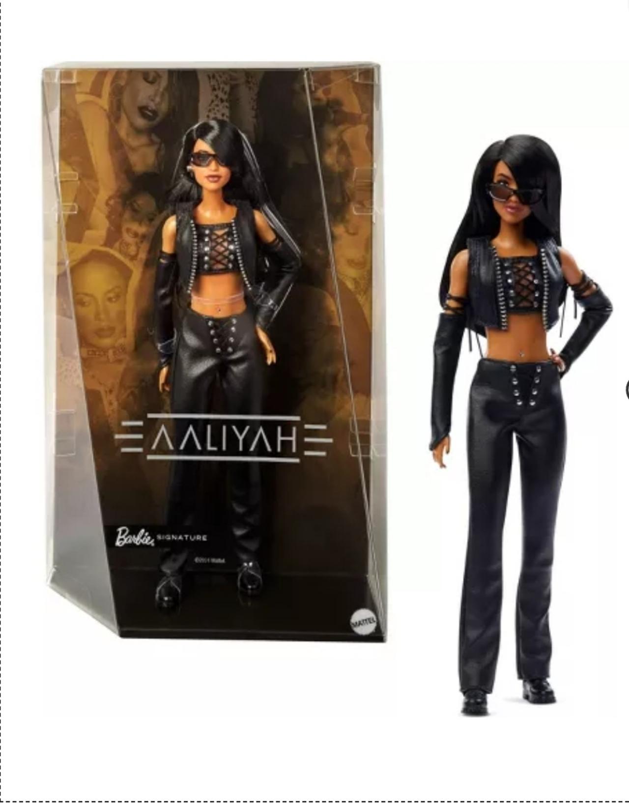 Barbie Signature Aaliyah 11.5" Collectible Doll in Black Faux Leather Outfit