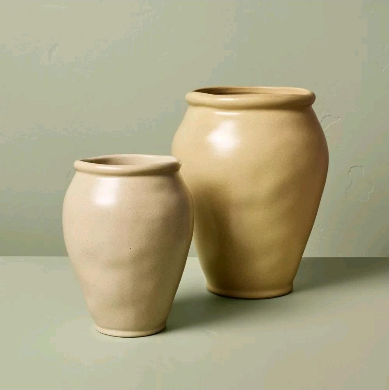 10" Smooth Ceramic Urn Vase Tan - Hearth & Hand with Magnolia