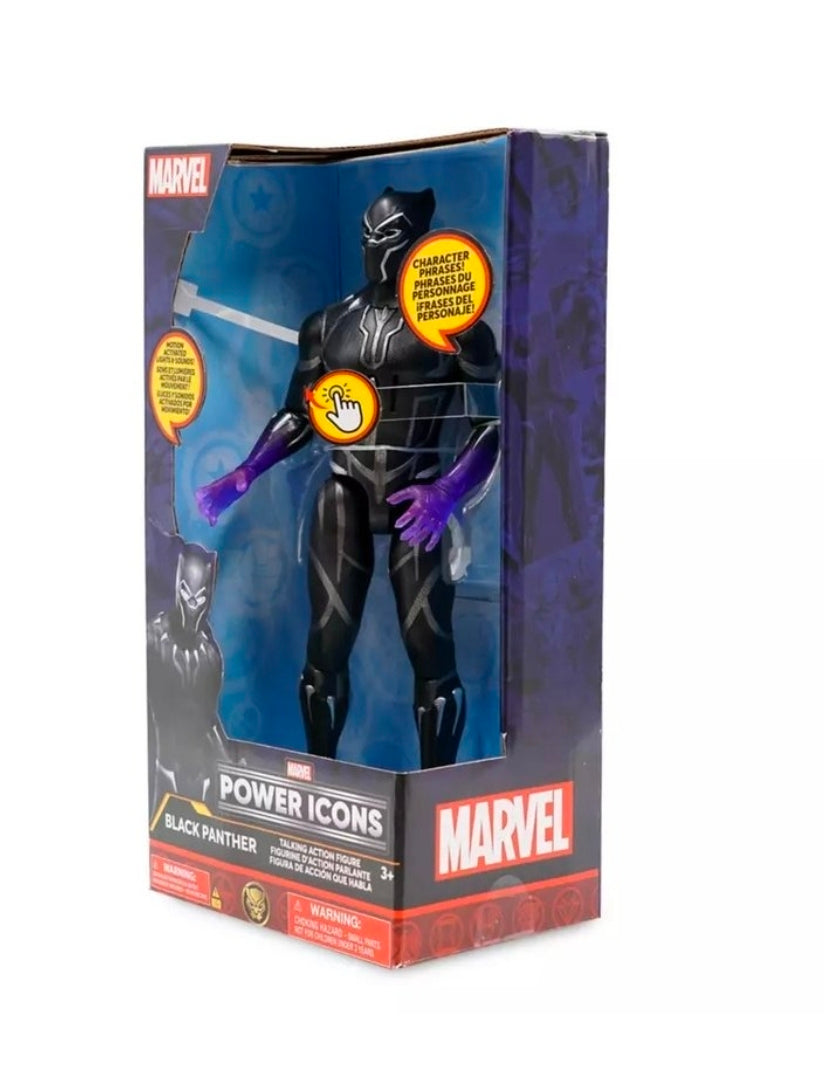 Black Panther Talking Action Figure Power Icons Marvel 10" Motion-activated