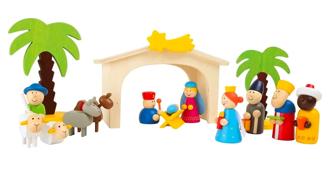 Small Foot Wooden Toys Premium Nativity Manger Complete Set Designed for Children Ages 3+ Years (3945)
