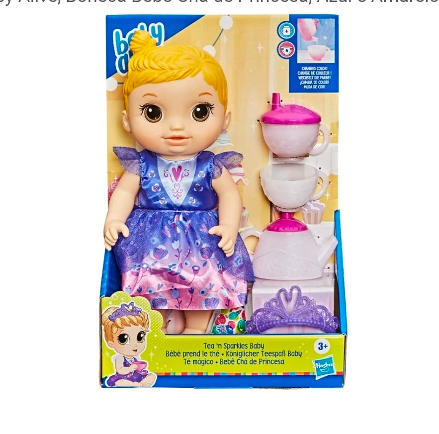 Baby Alive Tea 'n Sparkles Color-Changing Doll with Accessories, Blonde Hair, Brown Eyes