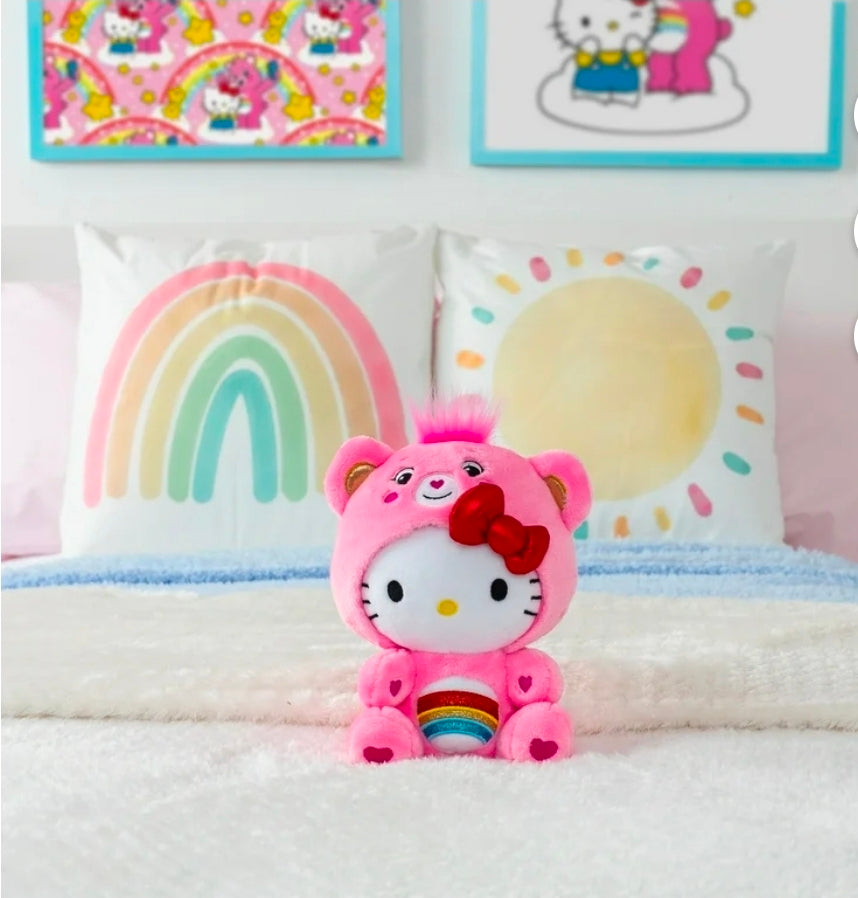Hello Kitty Dressed As Cheer Bear Care Bears 9" Fun-Size Plush - Soft, Huggable Bestie!