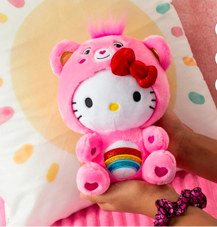 Hello Kitty Dressed As Cheer Bear Care Bears 9" Fun-Size Plush - Soft, Huggable Bestie!