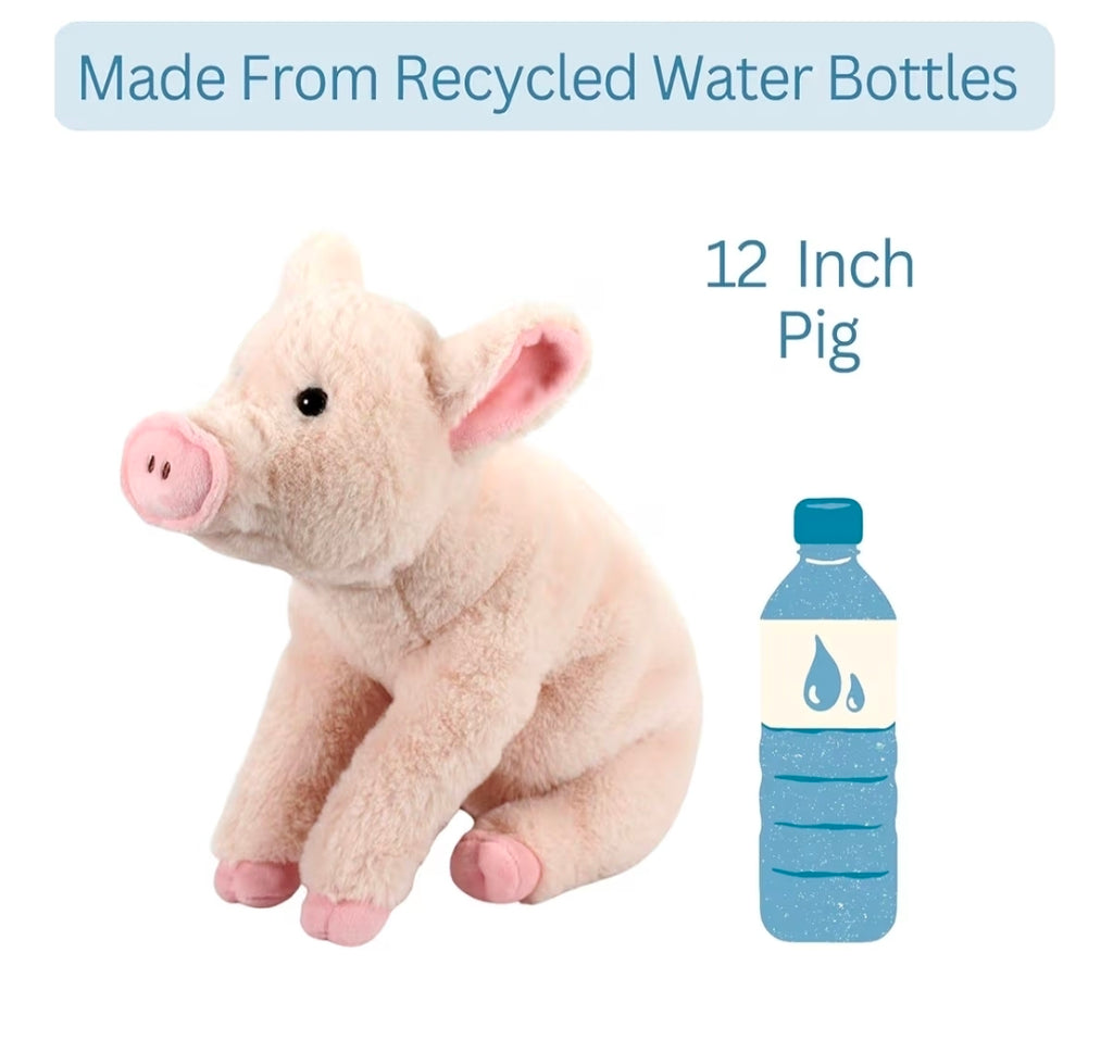 The Petting Zoo Pig Stuffed Animal Plushie, Wild Onez Farm Animals, Pig Plush Toy 12 inches