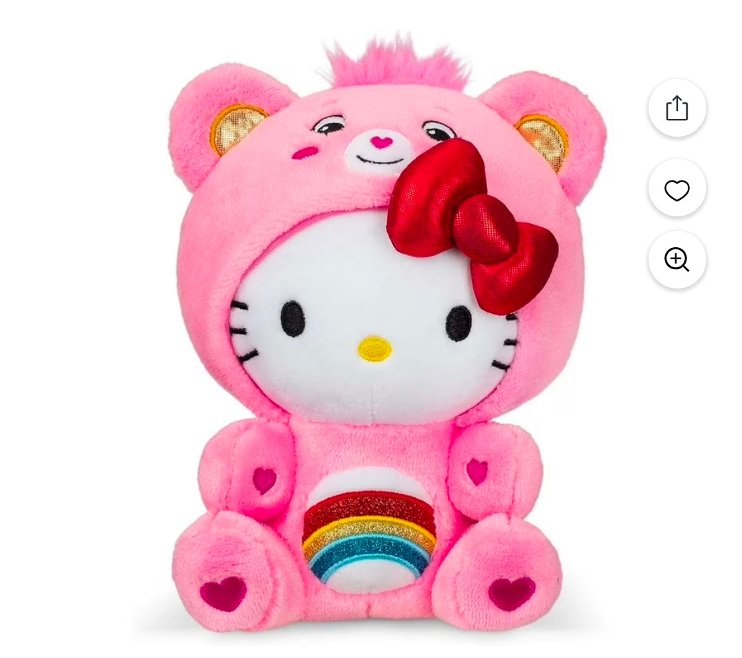 Hello Kitty Dressed As Cheer Bear Care Bears 9" Fun-Size Plush - Soft, Huggable Bestie!