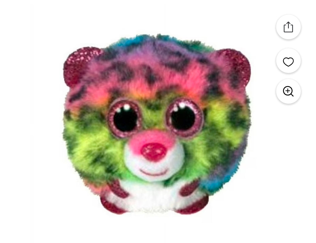 TY Puffies Plush - Dotty the Rainbow Leopard Collectible Round Beanie Ball Soft Toy 4"