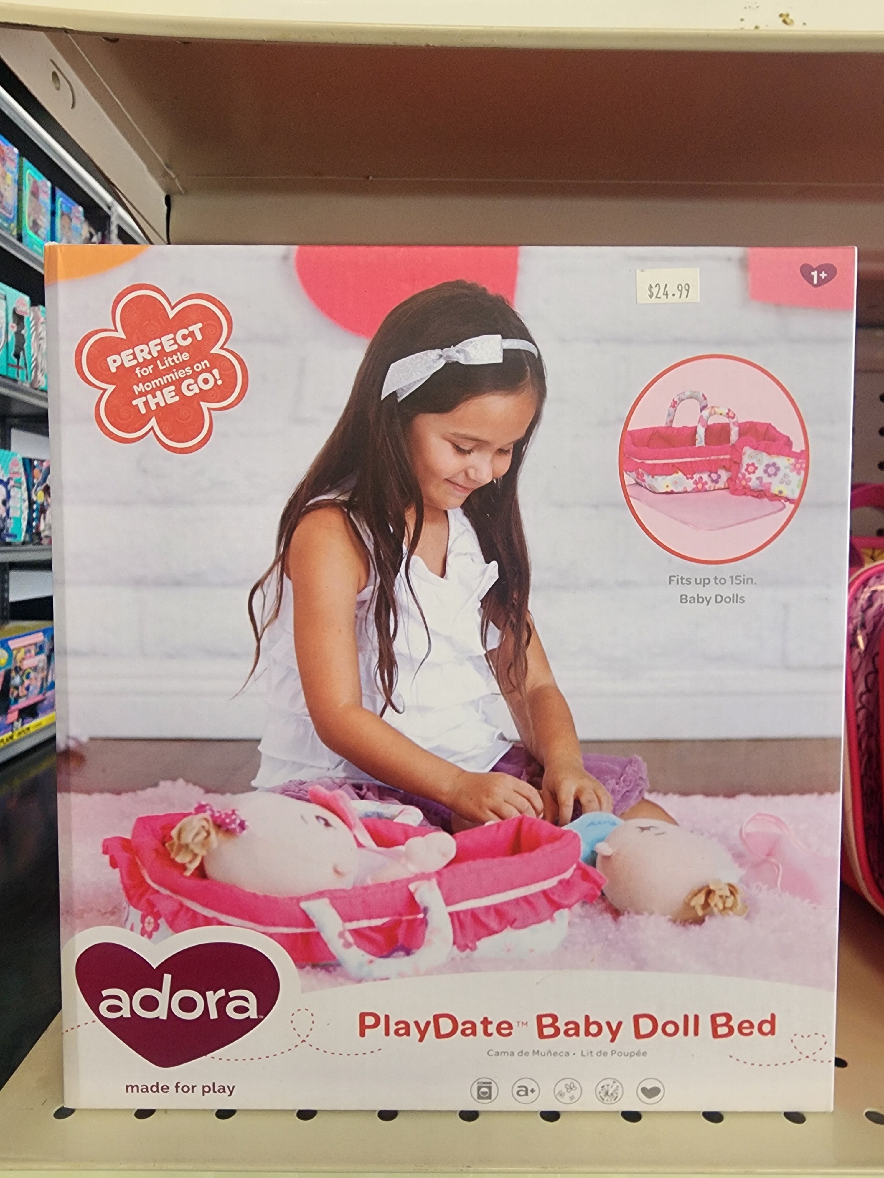 Adora Baby Doll Bed, Snuggle Doll Accesories Includes Soft Bed with Handles