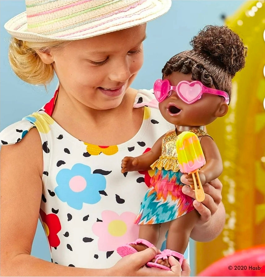 Baby Alive Sunshine Snacks Waterplay Doll Eats & Poops, Black Hair