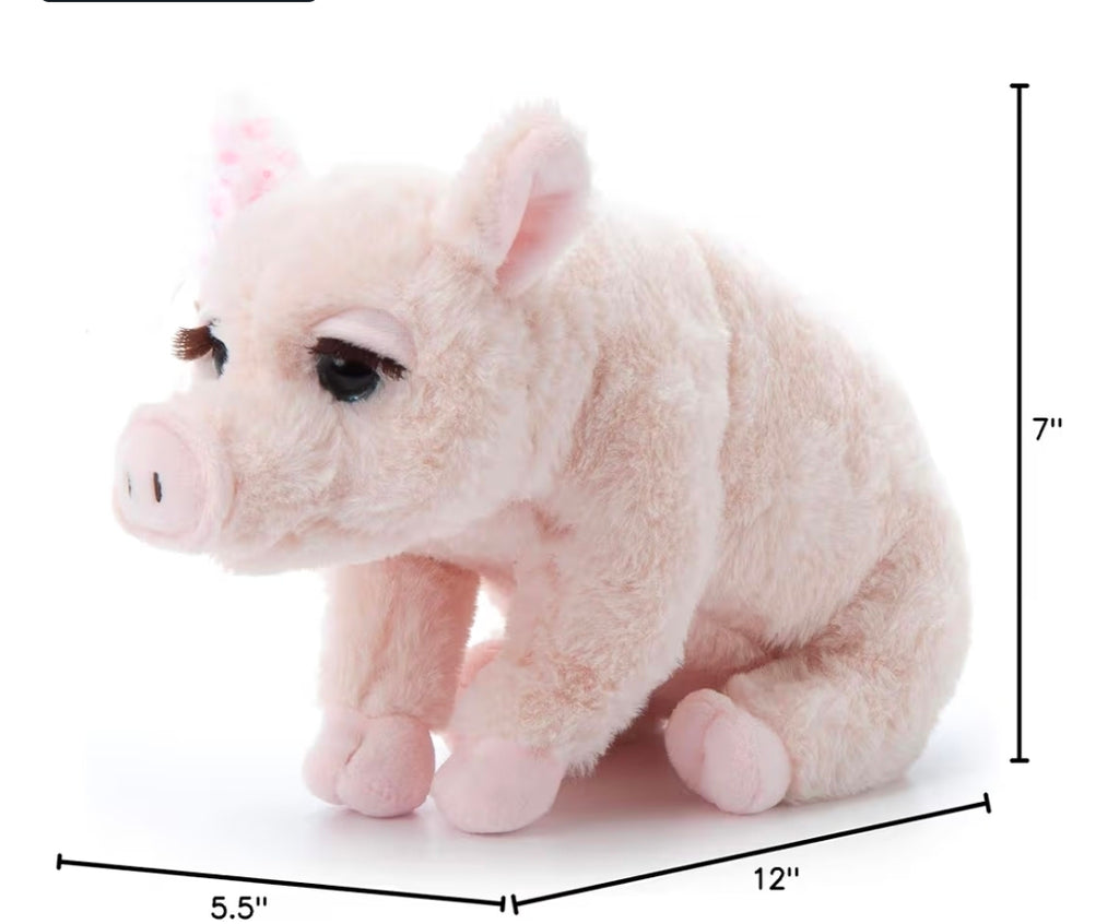 The Petting Zoo, Lash'z Pig Stuffed Animal, Pig Plush Toy 12"