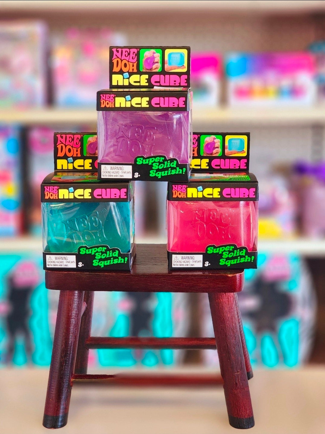 Schylling NeeDoh Nice Cube – Pink, Blue, Purple – NEW in Box – Authentic, One Random color