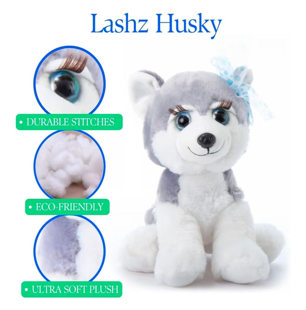 The Petting Zoo, Lash'z Husky Stuffed Animal, Husky Dog Plush Toy 10"